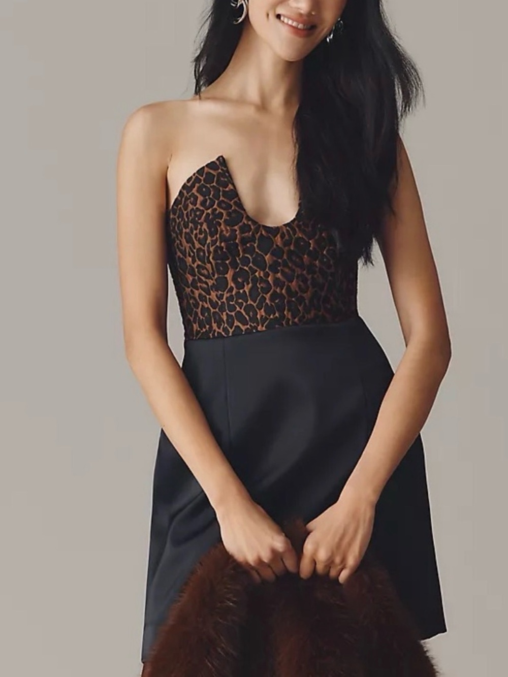 Maeve Strapless Leopard-Print Bustier Mini Dress  — Size S (NWT)